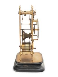 A Brass Lyre-Form Skeleton Clock