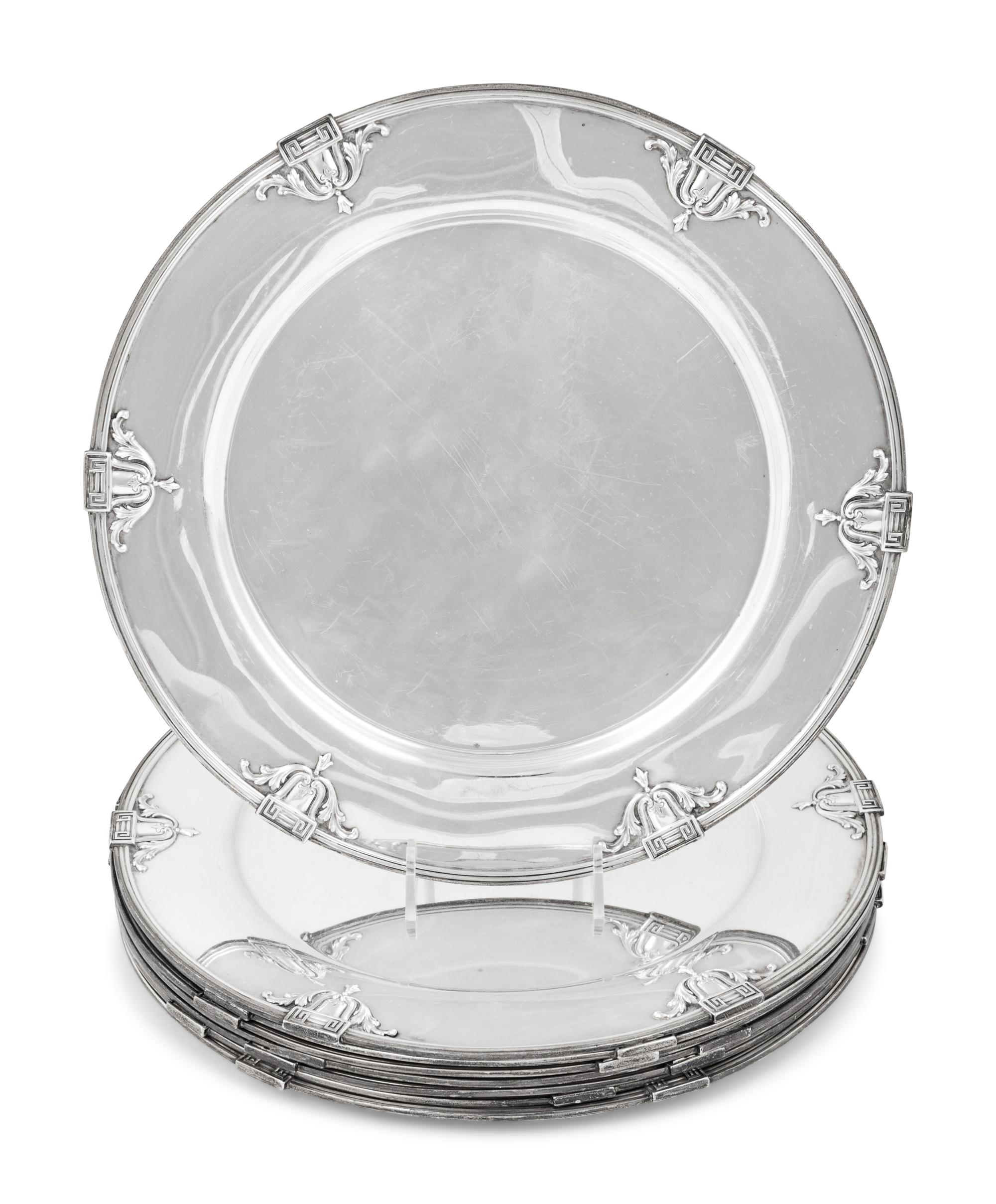 A Set of Eight American Silver Chargers