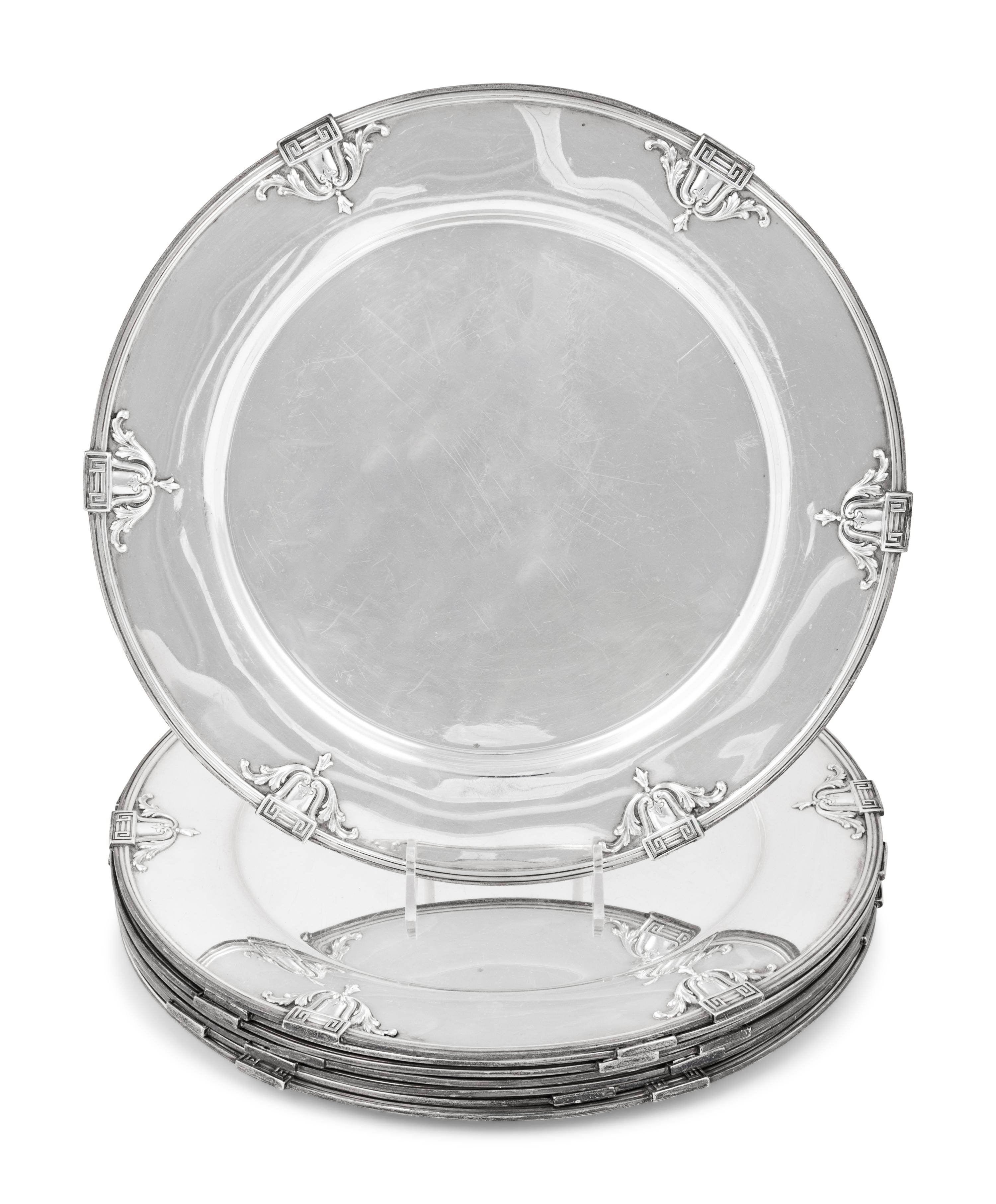 A Set of Eight American Silver Chargers