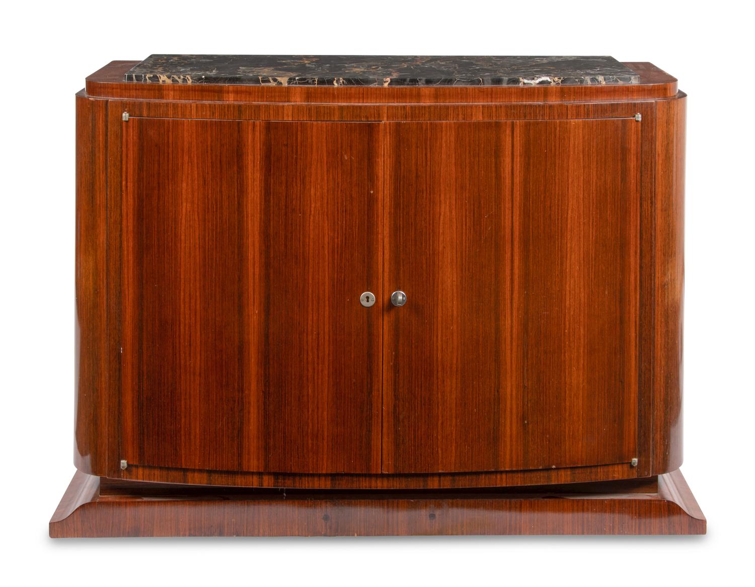 An Art Deco Rosewood Marble-Top Cabinet