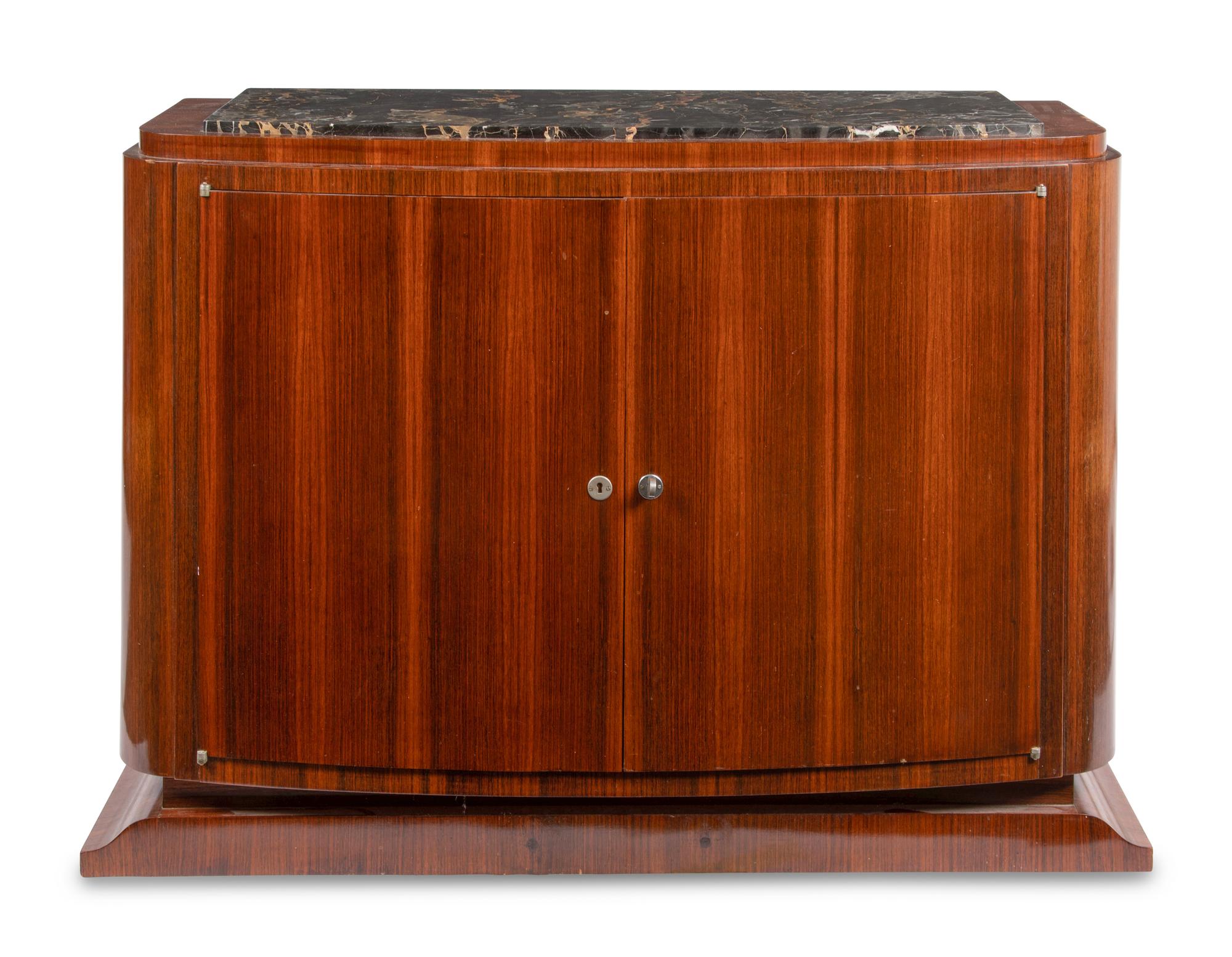 An Art Deco Rosewood Marble-Top Cabinet