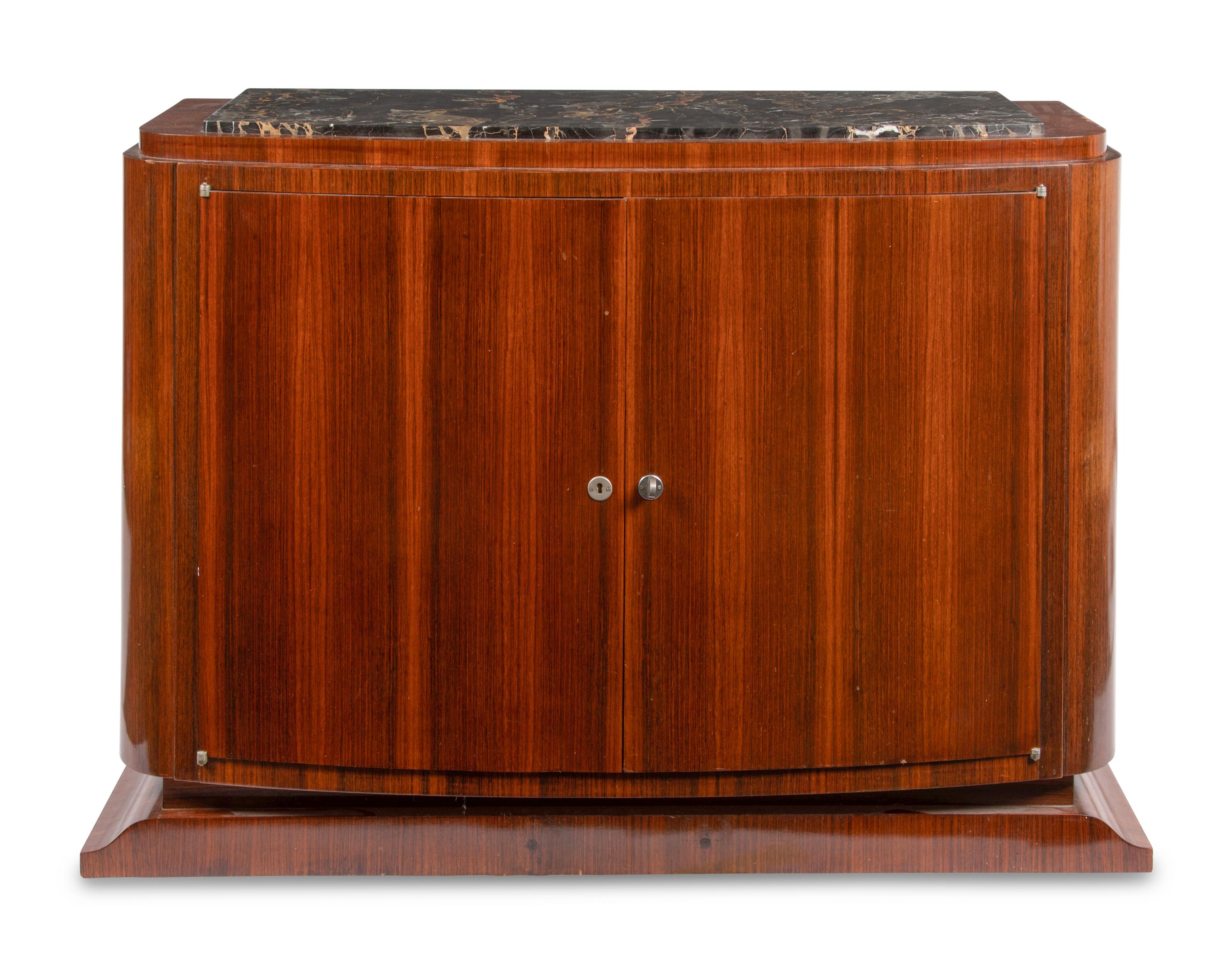 An Art Deco Rosewood Marble-Top Cabinet