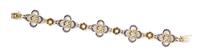 A 14 Karat Yellow Gold, Diamond, Cultured Pearl and Enamel Bracelet, 11.70 dwts.