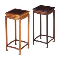 A Pair of Chinese Huagnhuali and Mixed-Wood Square Side Stands