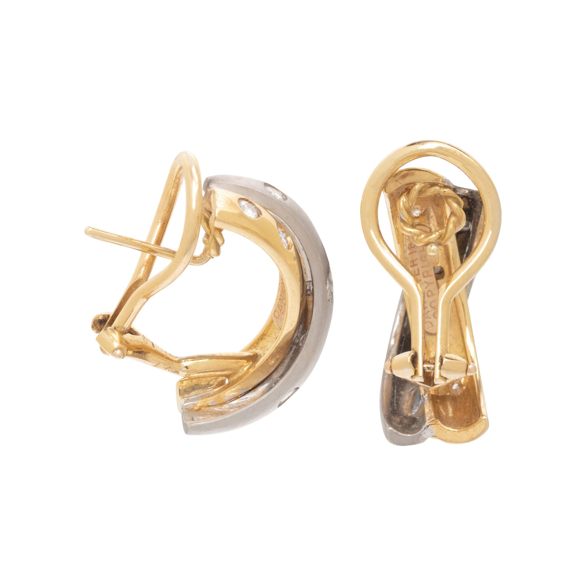 HENRY DANKNER, BICOLOR GOLD AND DIAMOND EARRINGS