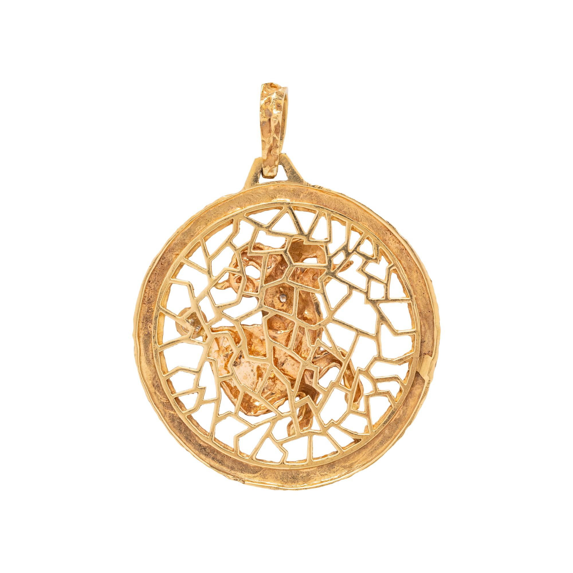 YELLOW GOLD AND DIAMOND CAPRICORN PENDANT