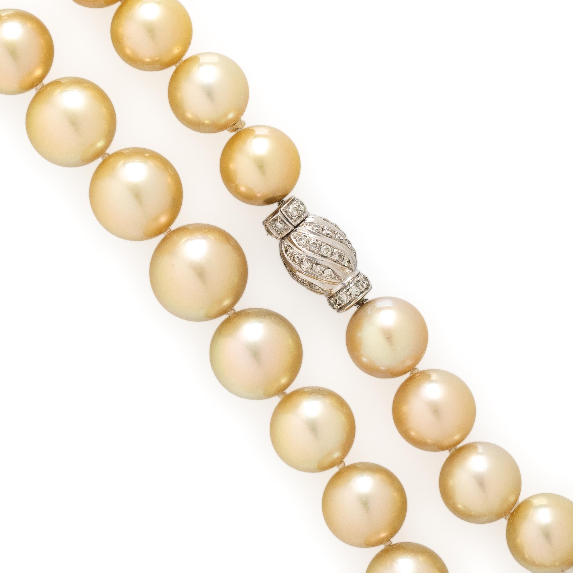 CULTURED GOLDEN PEARL AND DIAMOND NECKLACE