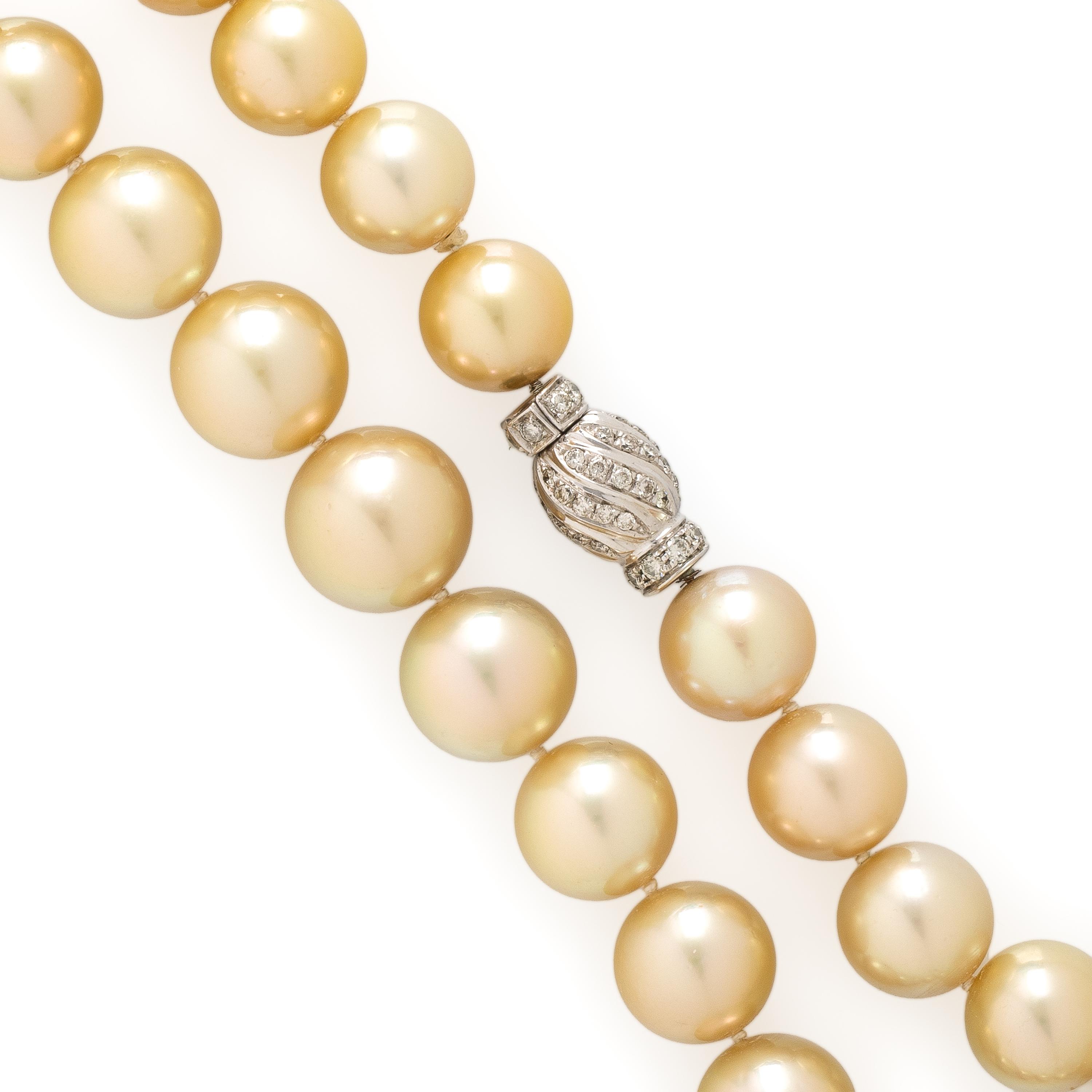 CULTURED GOLDEN PEARL AND DIAMOND NECKLACE