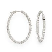 DIAMOND AND WHITE GOLD INSIDE OUT OVAL HOOP EARRINGS