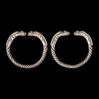 Six Chinese Silver 'Dragon' Bracelets, Qing Dynasty 清 銀龍頭紋鐲六隻
