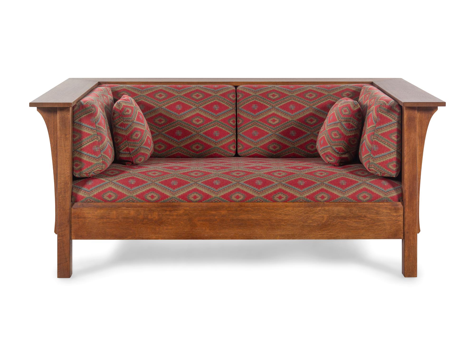 A Contemporary Stickley Arts and Crafts Style Oak Sofa