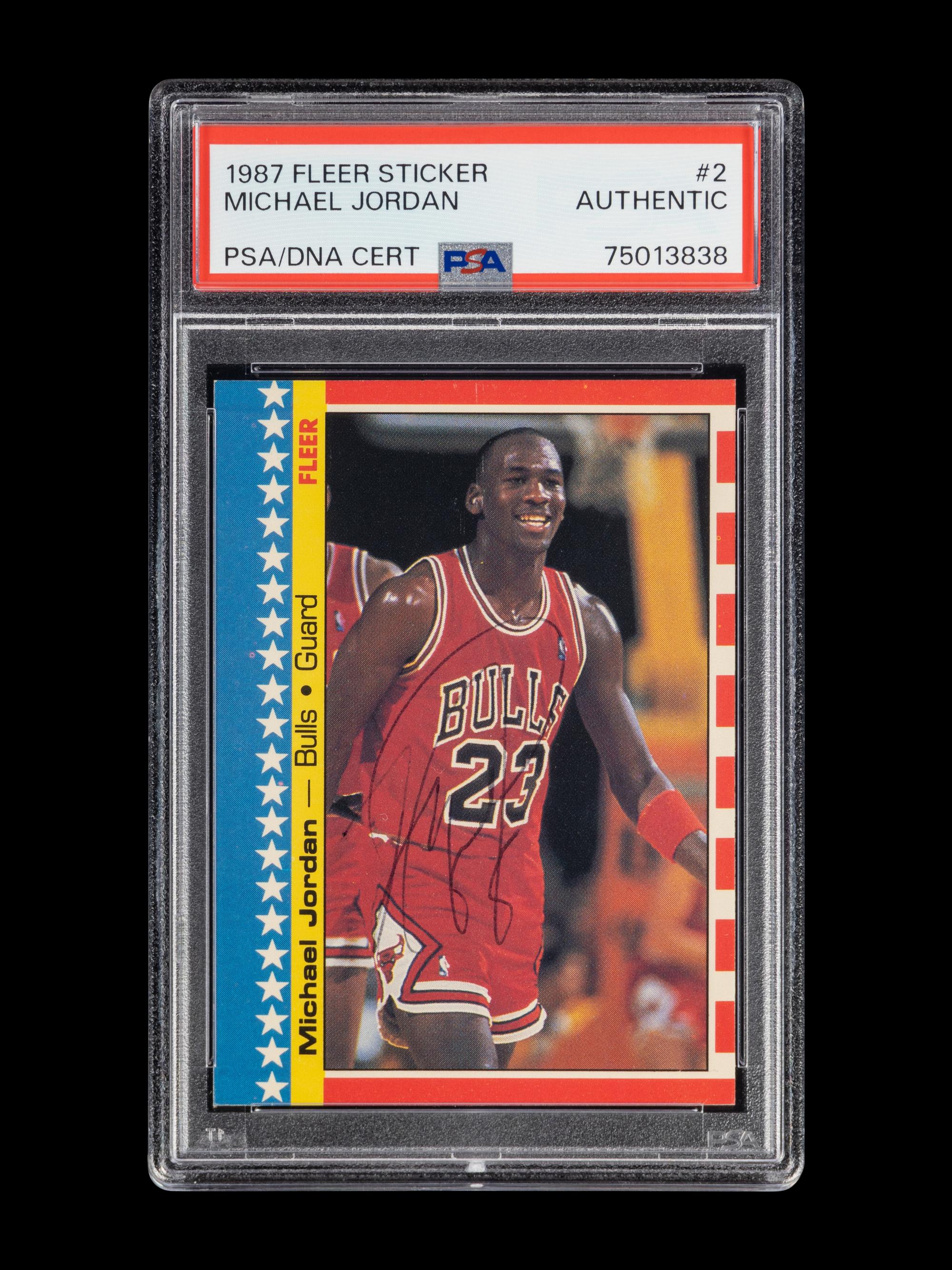 A 1987 Fleer Michael Jordan Signed Autograph Sticker No. 2 (PSA AUTHENTIC)