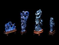 Four Chinese Lapis Lazuli Figural Groups