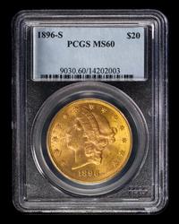 A United States 1896-S Liberty Head $20 Gold Coin