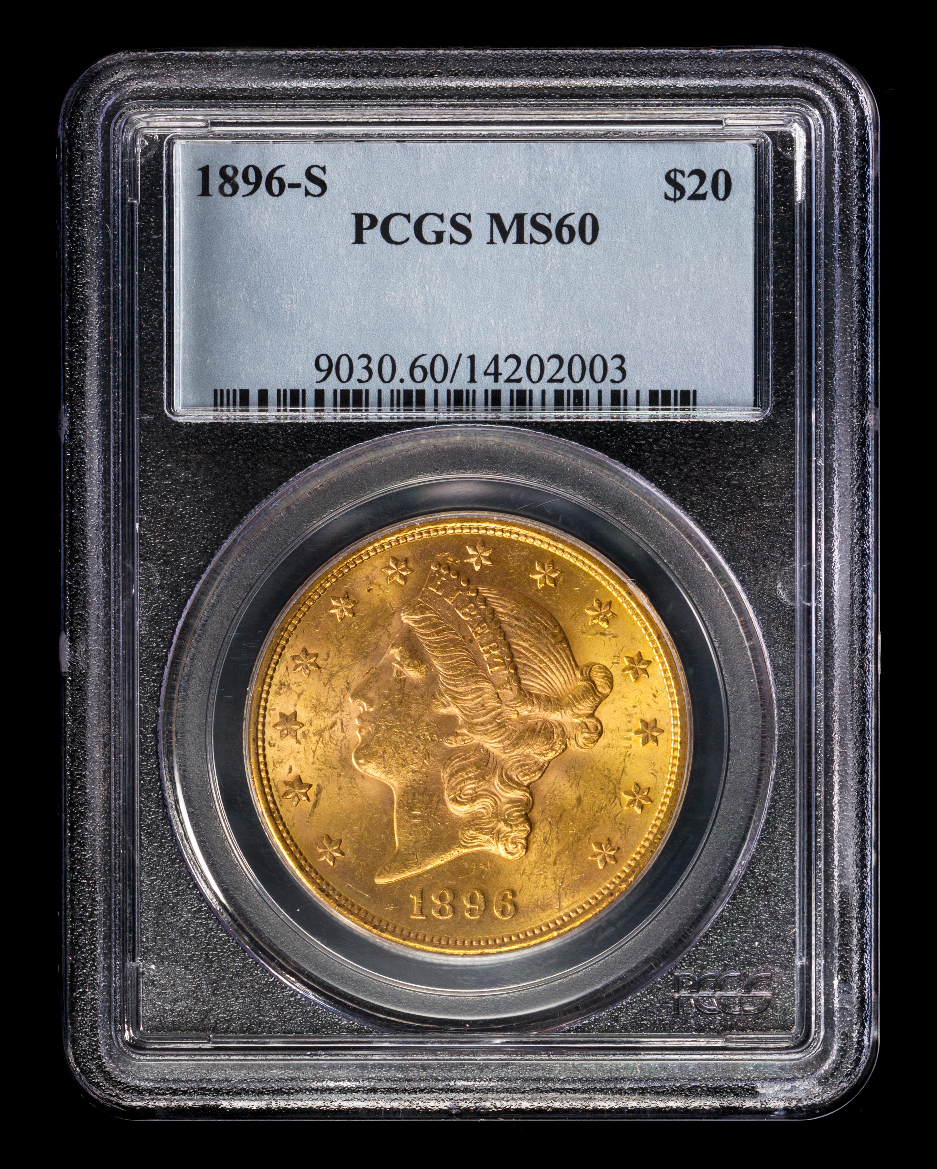 A United States 1896-S Liberty Head $20 Gold Coin