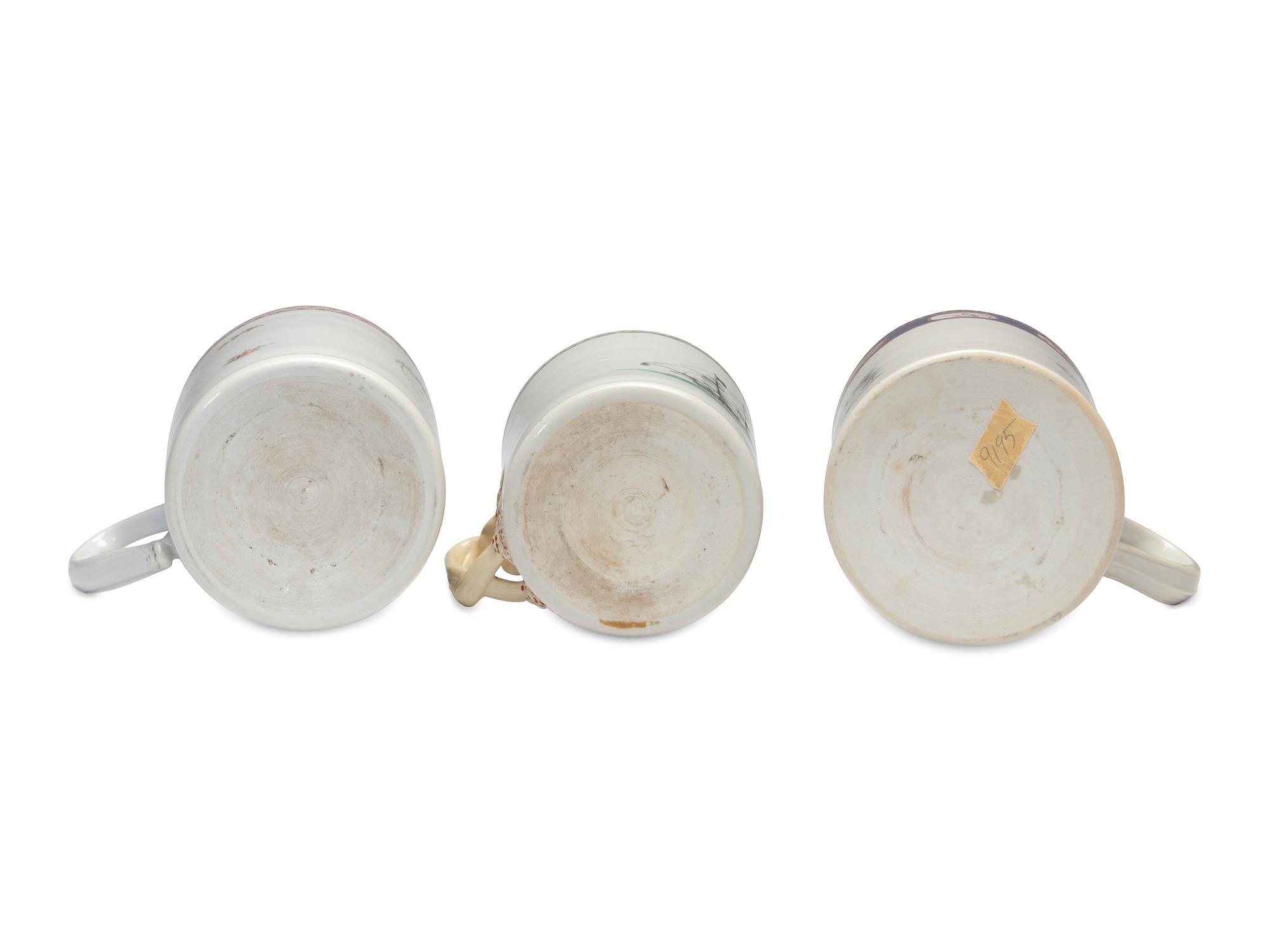 Three Chinese Export Porcelain Mugs