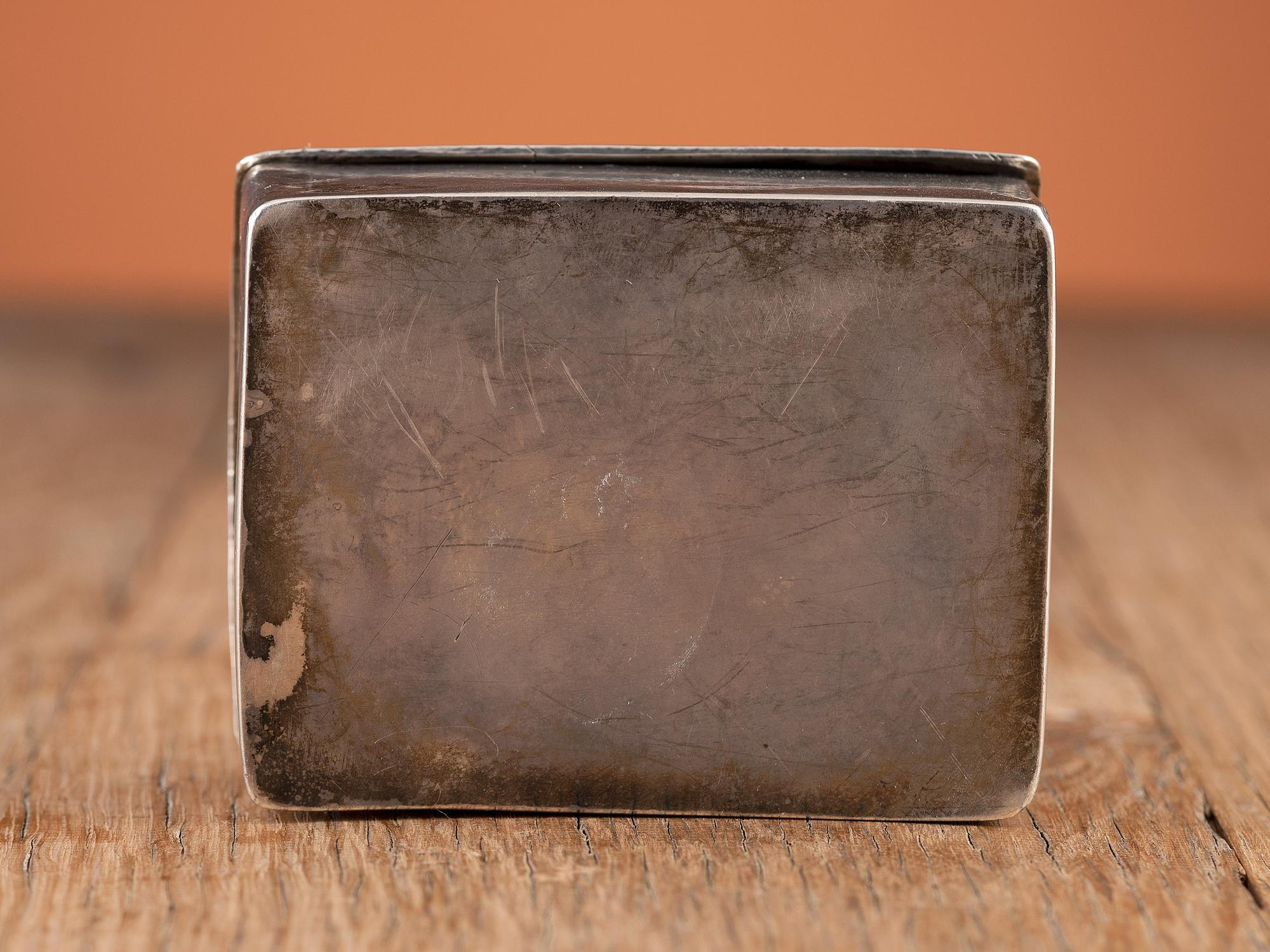 Navajo Stamped Silver and Turquoise Box, Crafted from a Repurposed Ketoh