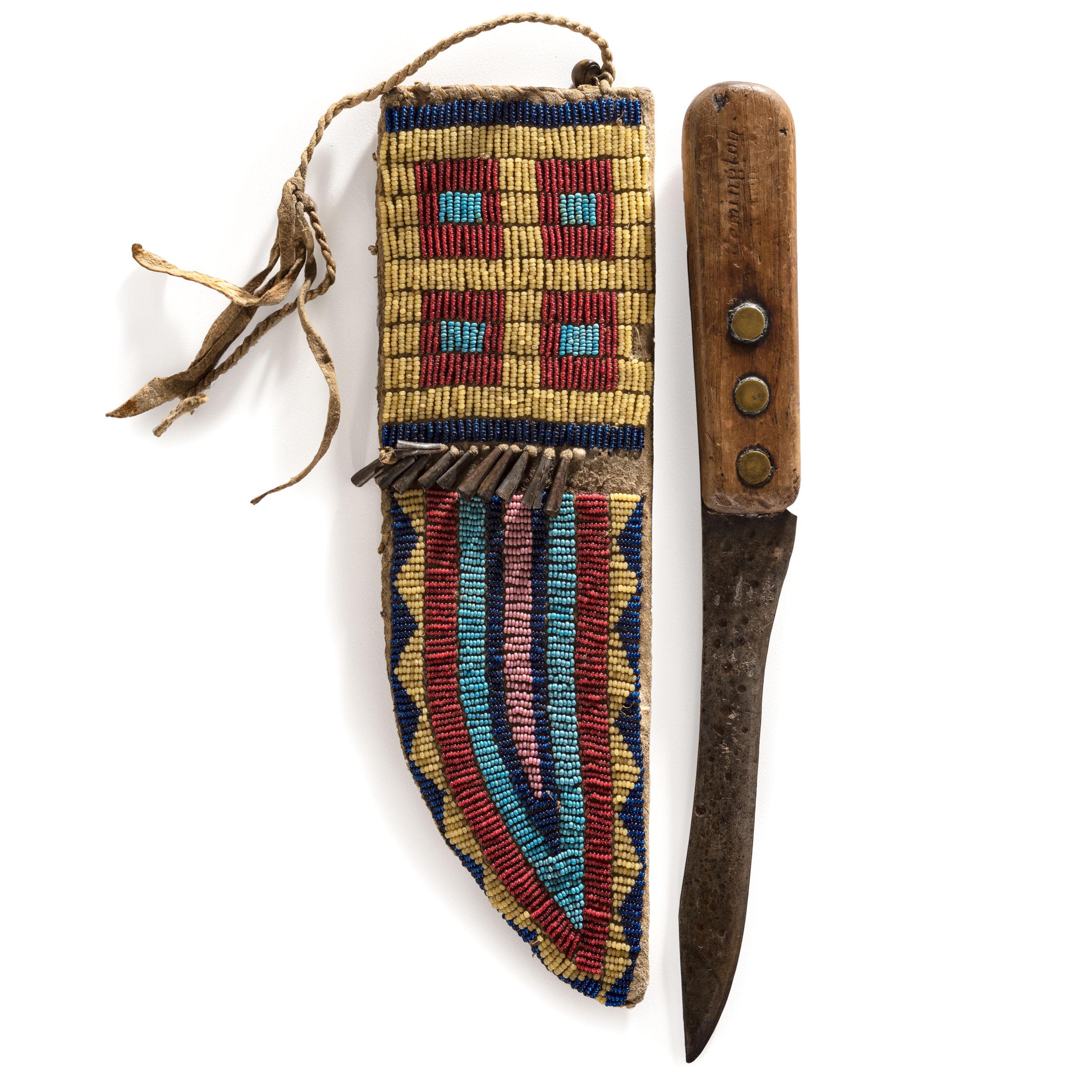 Sioux Beaded Hide Knife Case, with Knife