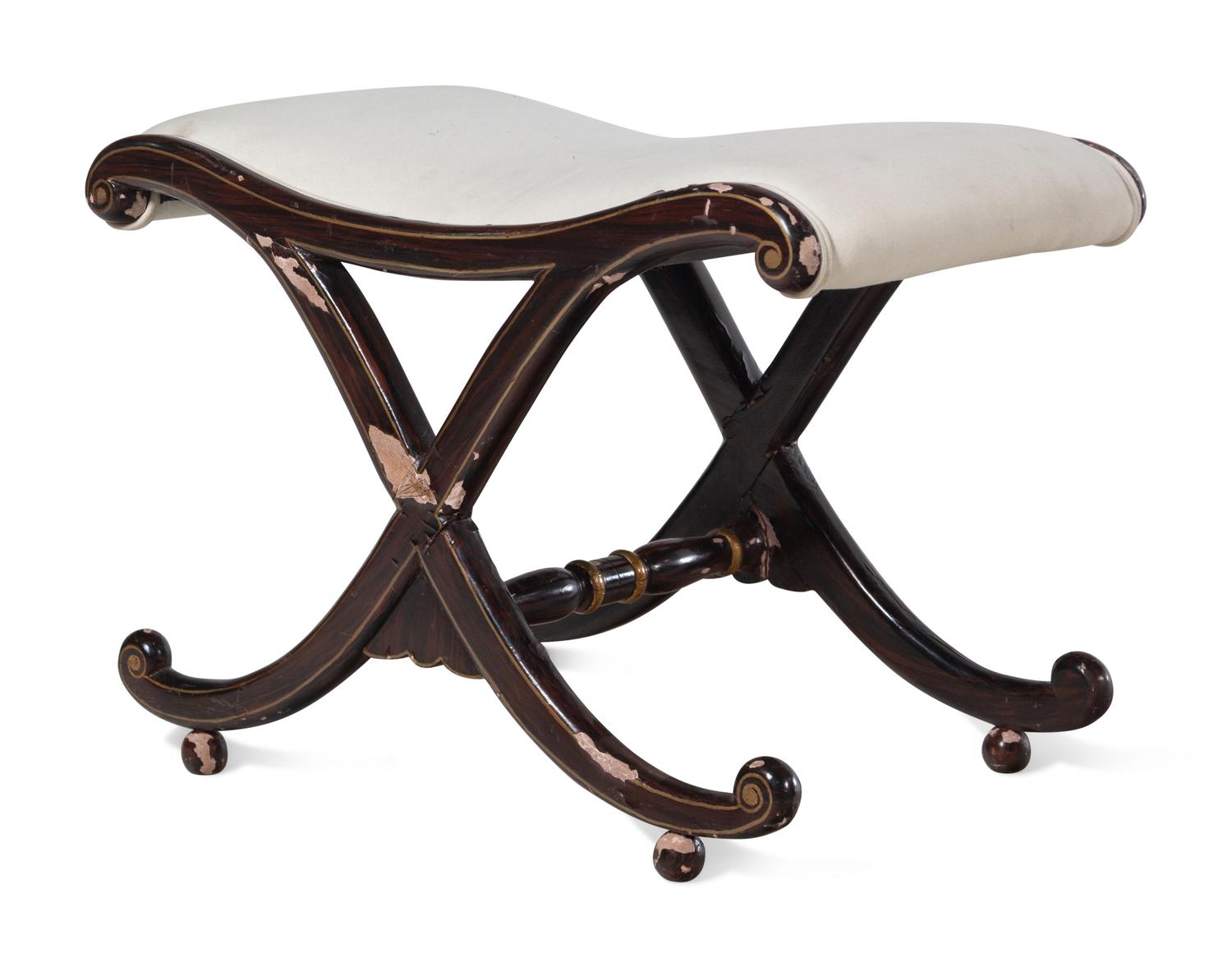 A Regency Style Grain-Painted X-Form Stool