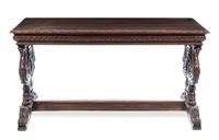A Renaissance Revival Mahogany Library Table Height 31 x width 58 1/4 x depth 31 7/8 inches. — LATE 19TH/EARLY 20TH CENTURY