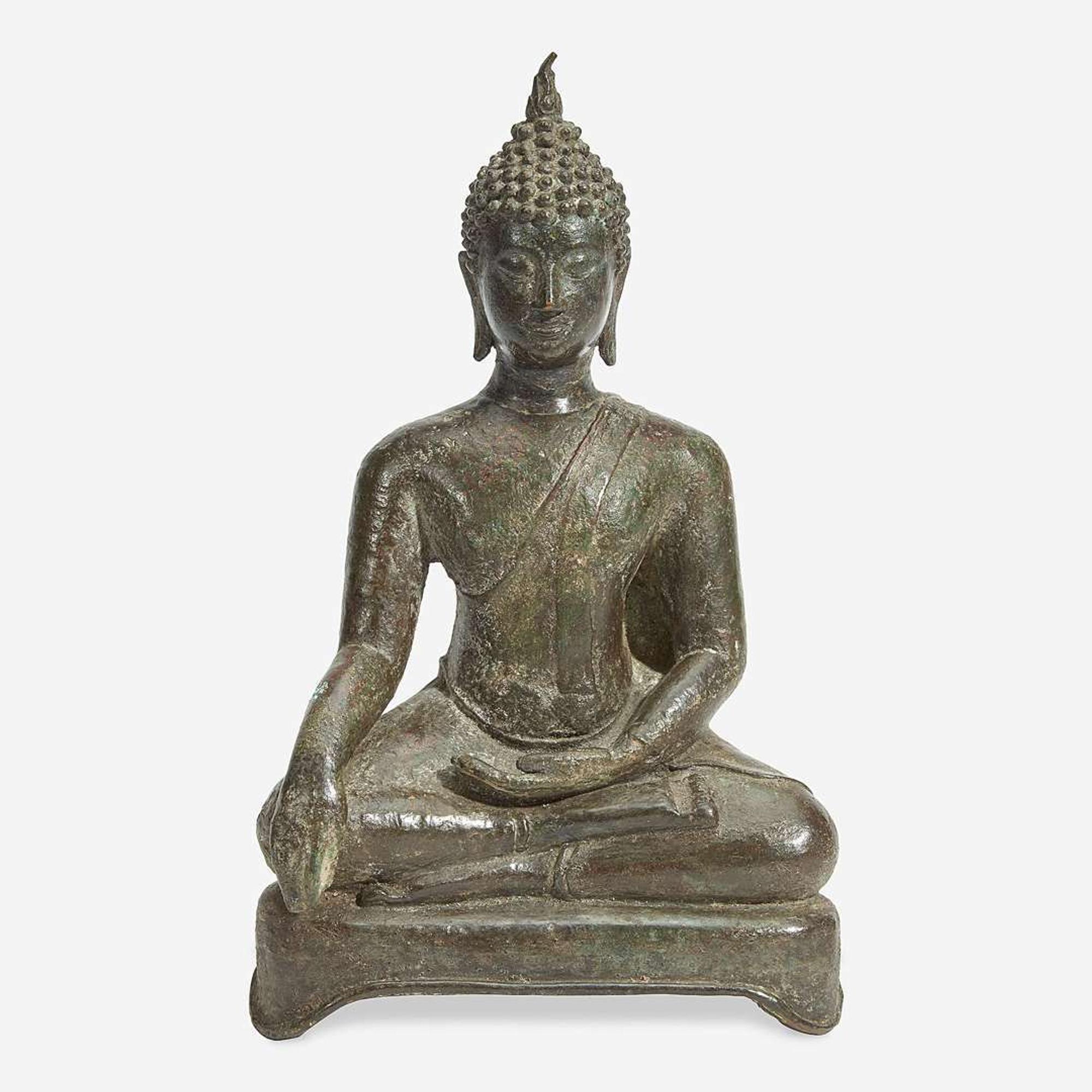 A Thai bronze seated Buddha 16th Century