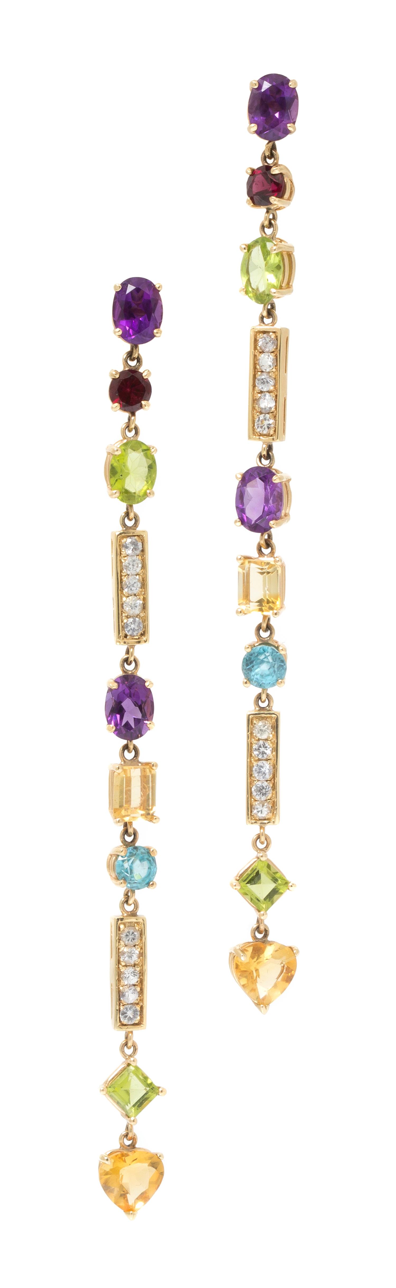 A Yellow Gold, Multi Gem and Diamond Demi Parure, 16.10 dwts.