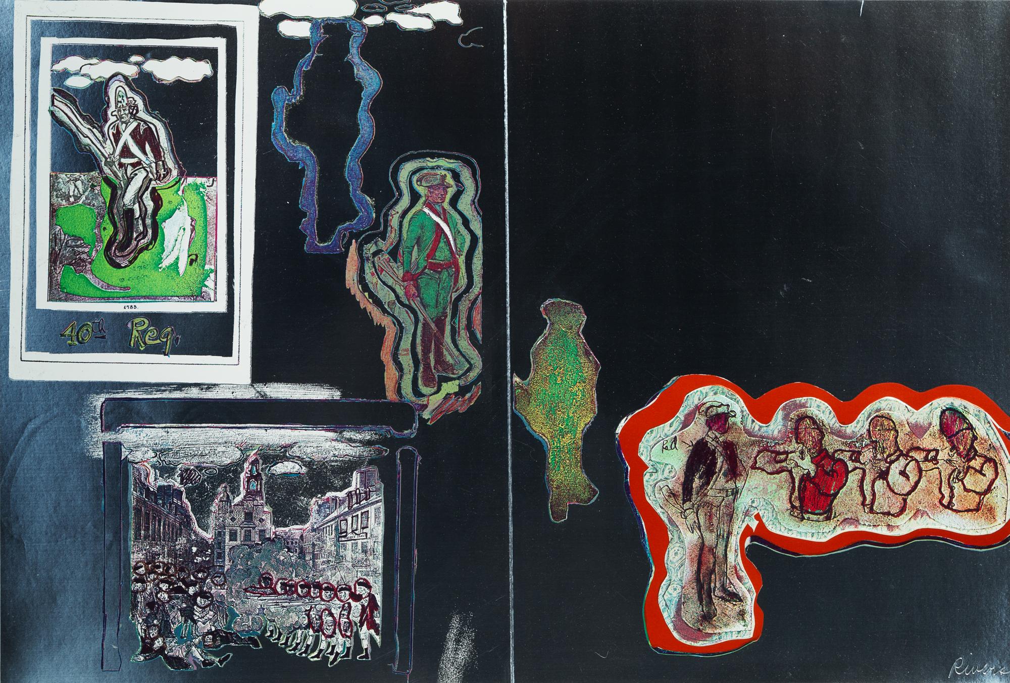 Larry Rivers, (American, 1923-2002), A group of 13 works from The Boston Massacre portfolio, 1970, including: Portfolio Cover, Untitled