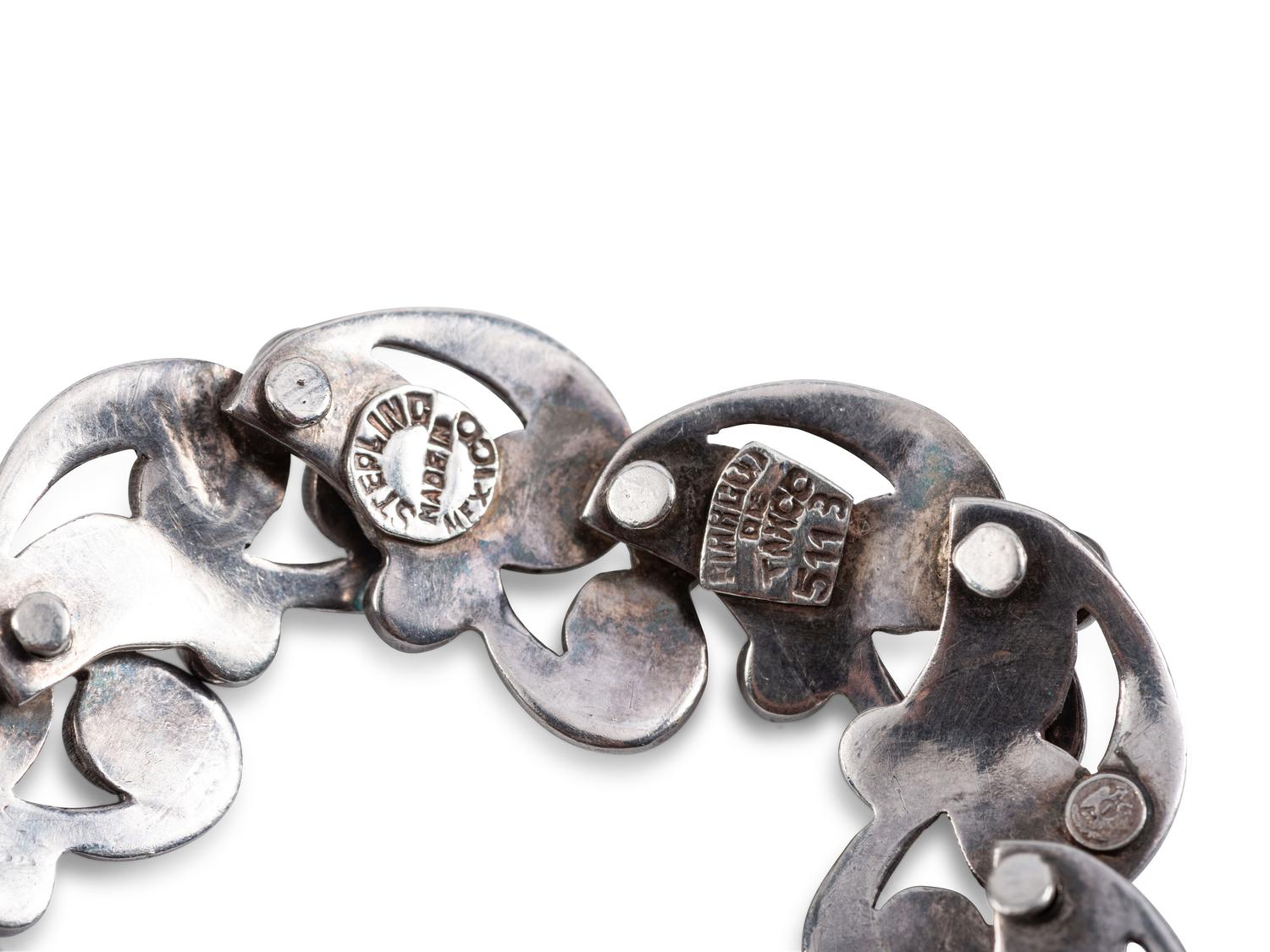 Scrolling Sterling Silver Choker, Bracelet, and Screwback Earrings