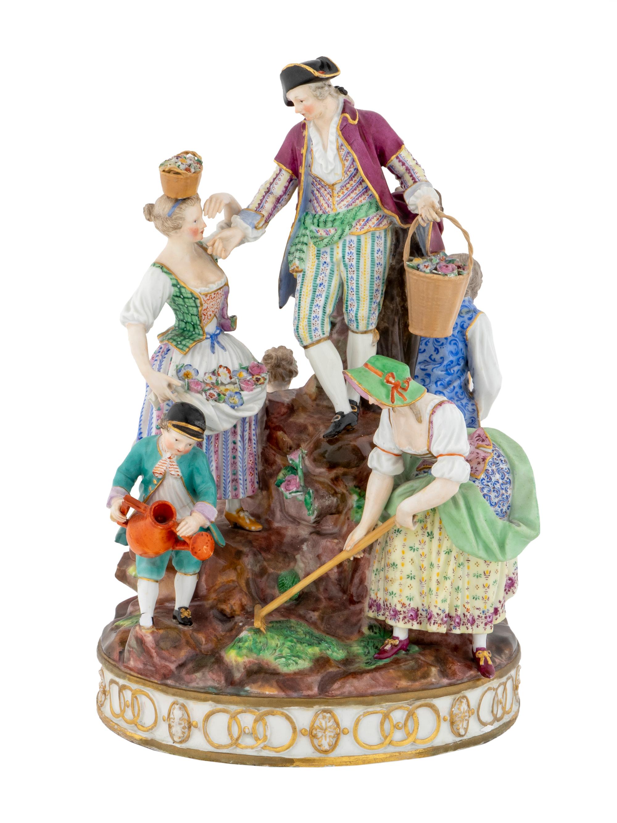 A Meissen Porcelain Figural Group of Six Gardeners — CIRCA 1900