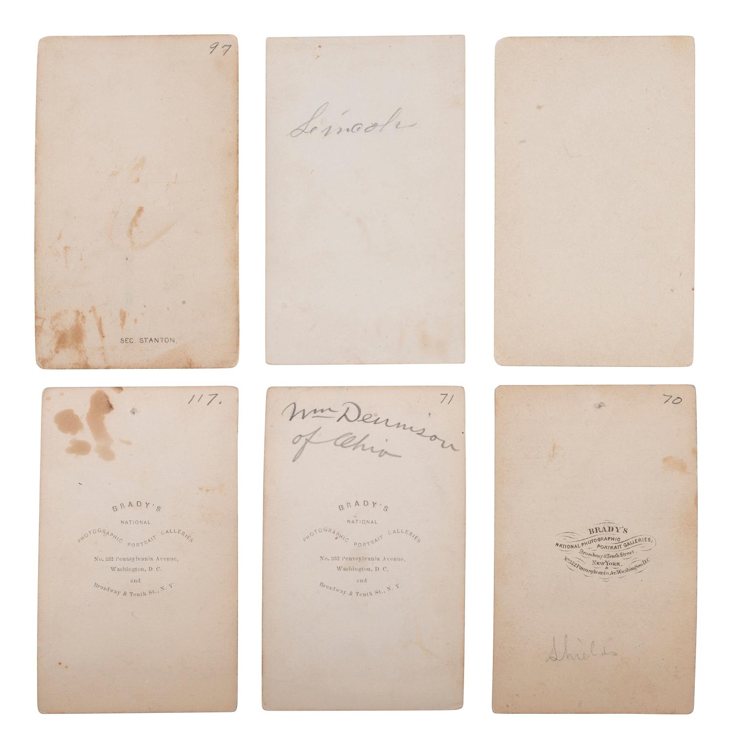 [LINCOLN, Abraham (1809-1865)]. A group of 12 CDVs of political figures, highlighted by a standing portrait of Abraham Lincoln.
