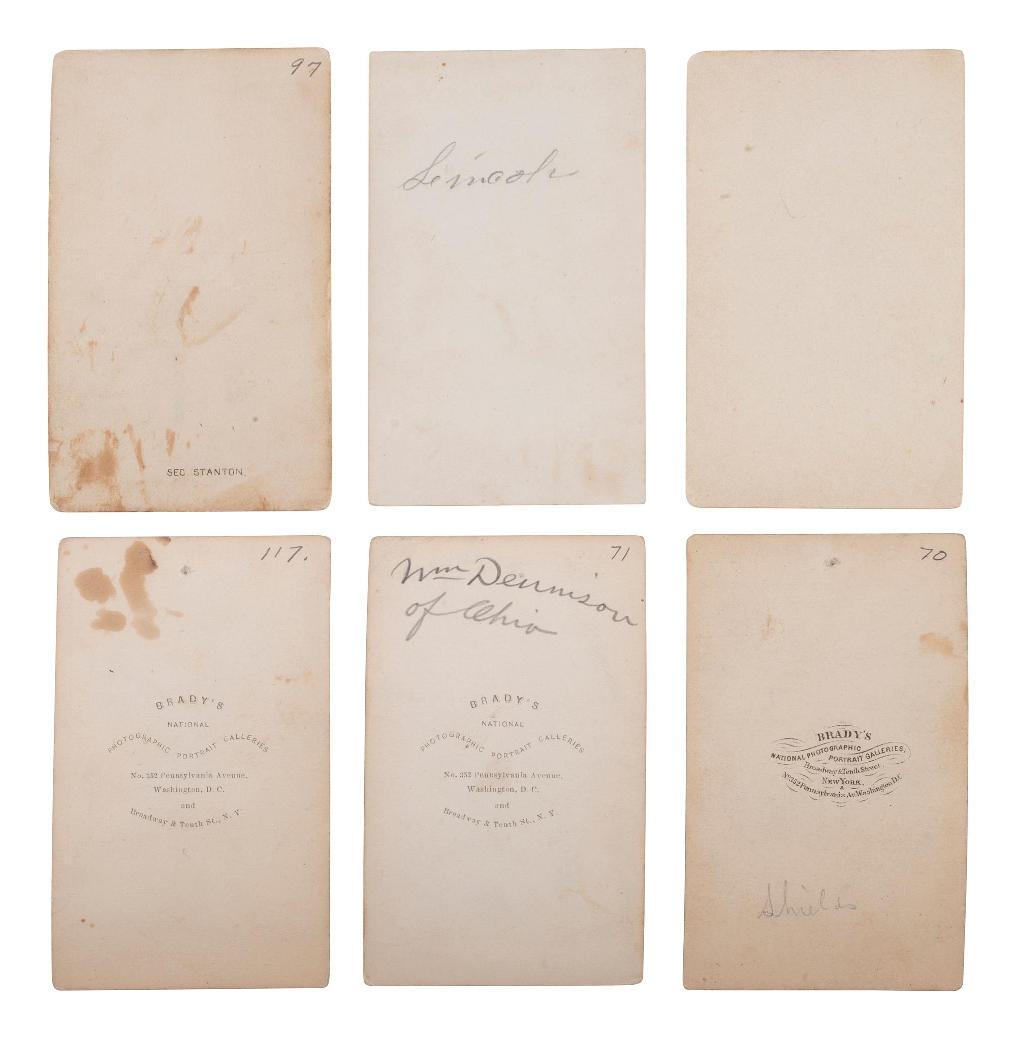 [LINCOLN, Abraham (1809-1865)]. A group of 12 CDVs of political figures, highlighted by a standing portrait of Abraham Lincoln.