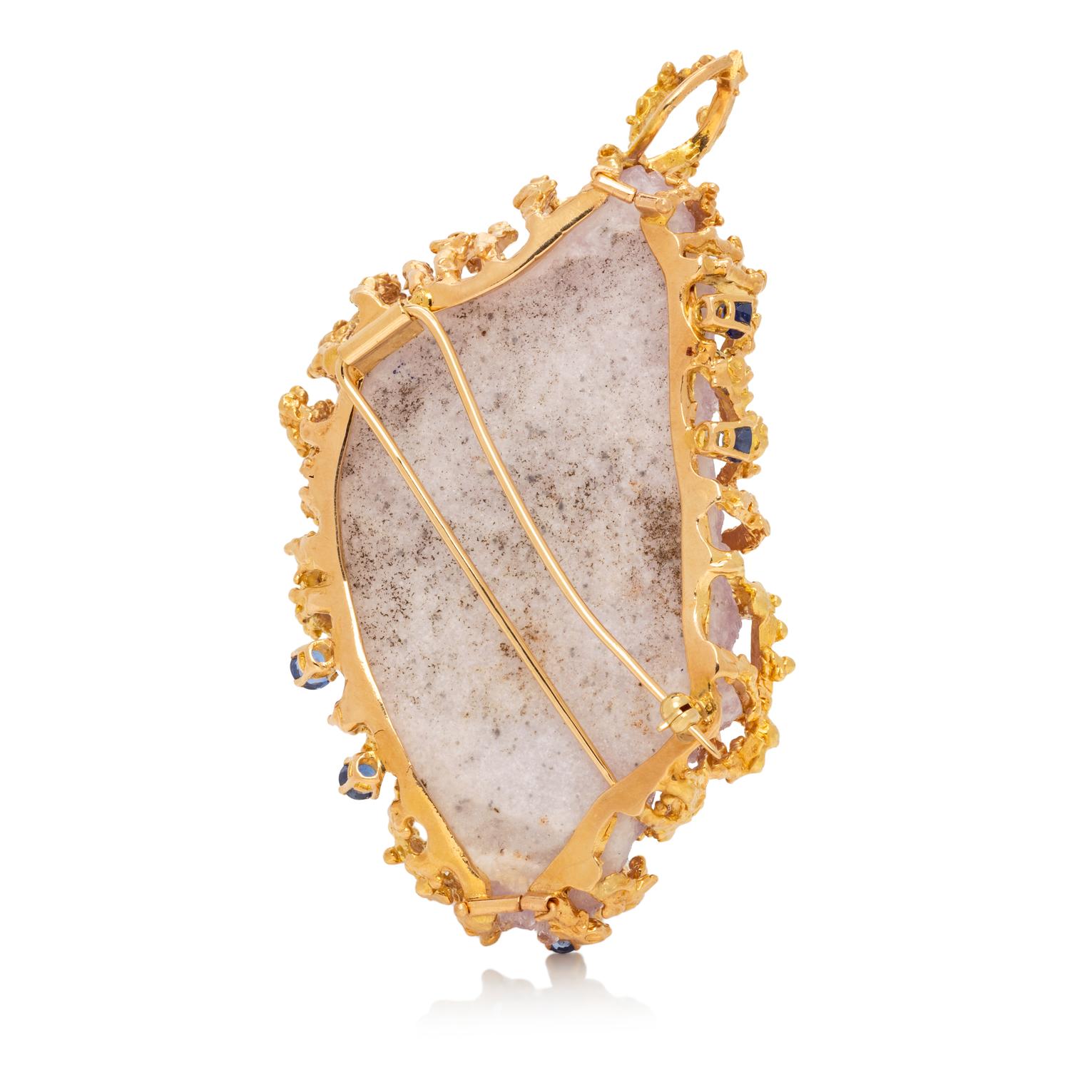 GEMSTONE AND DIAMOND PENDANT/BROOCH