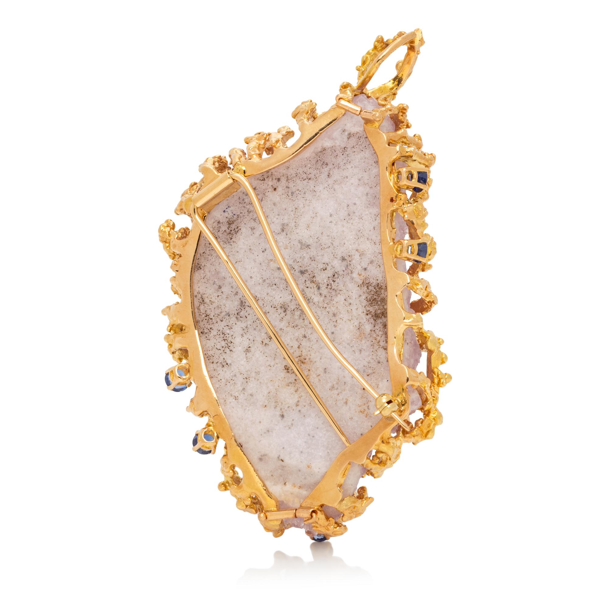 GEMSTONE AND DIAMOND PENDANT/BROOCH