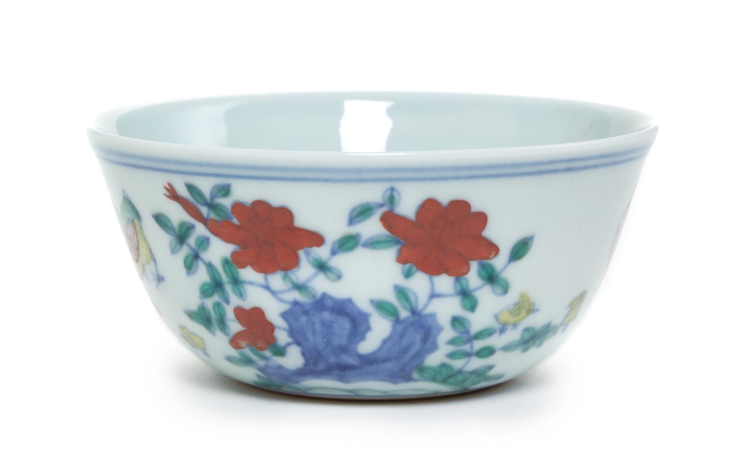 A Doucai Porcelain Chicken Cup Diameter 3 1/4 inches.