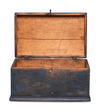A Country Blue-Painted Pine Dome-Top Chest or Document Box