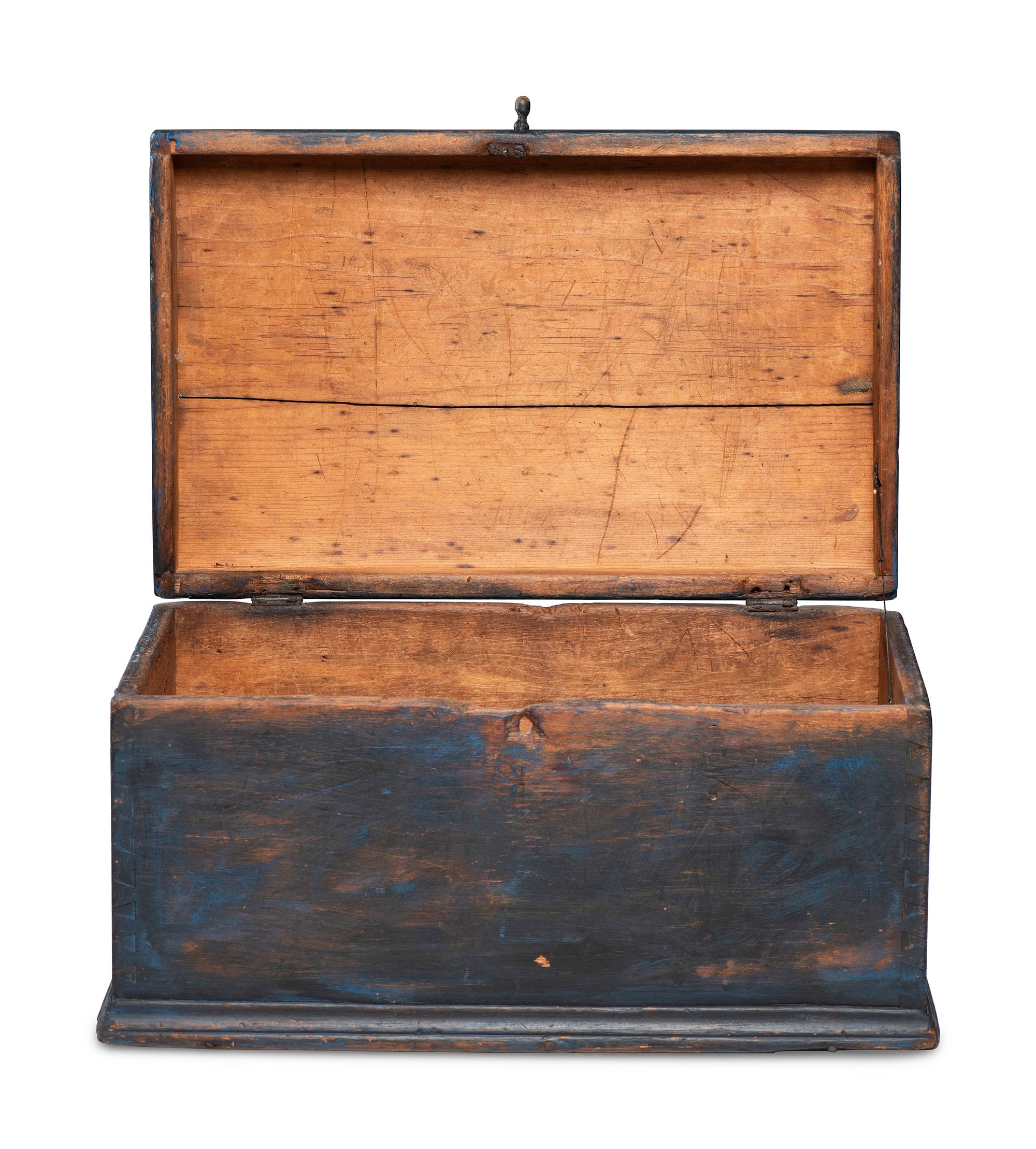 A Country Blue-Painted Pine Dome-Top Chest or Document Box