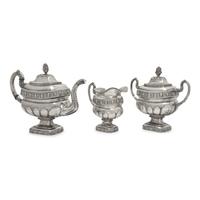 A Federal Three-Piece Silver Tea Service