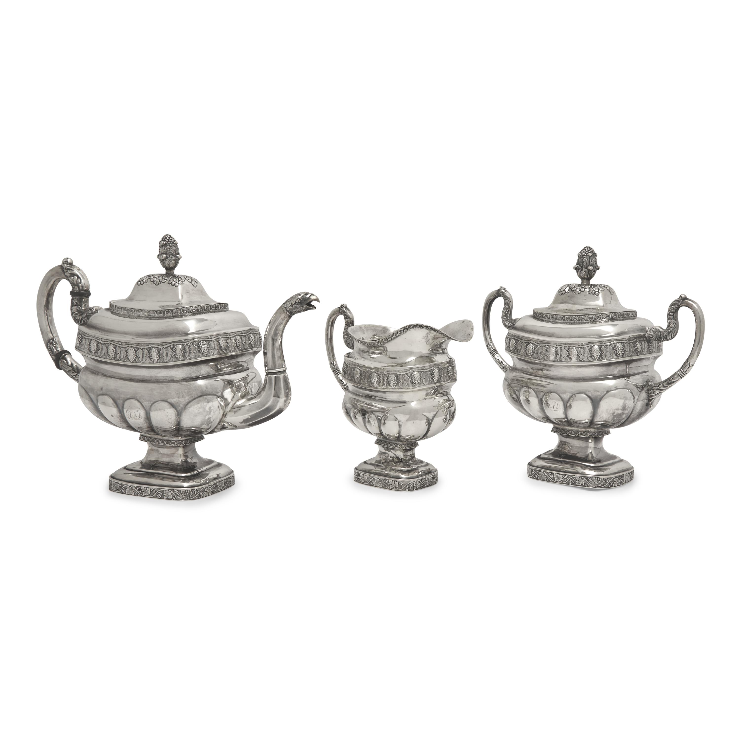 A Federal Three-Piece Silver Tea Service