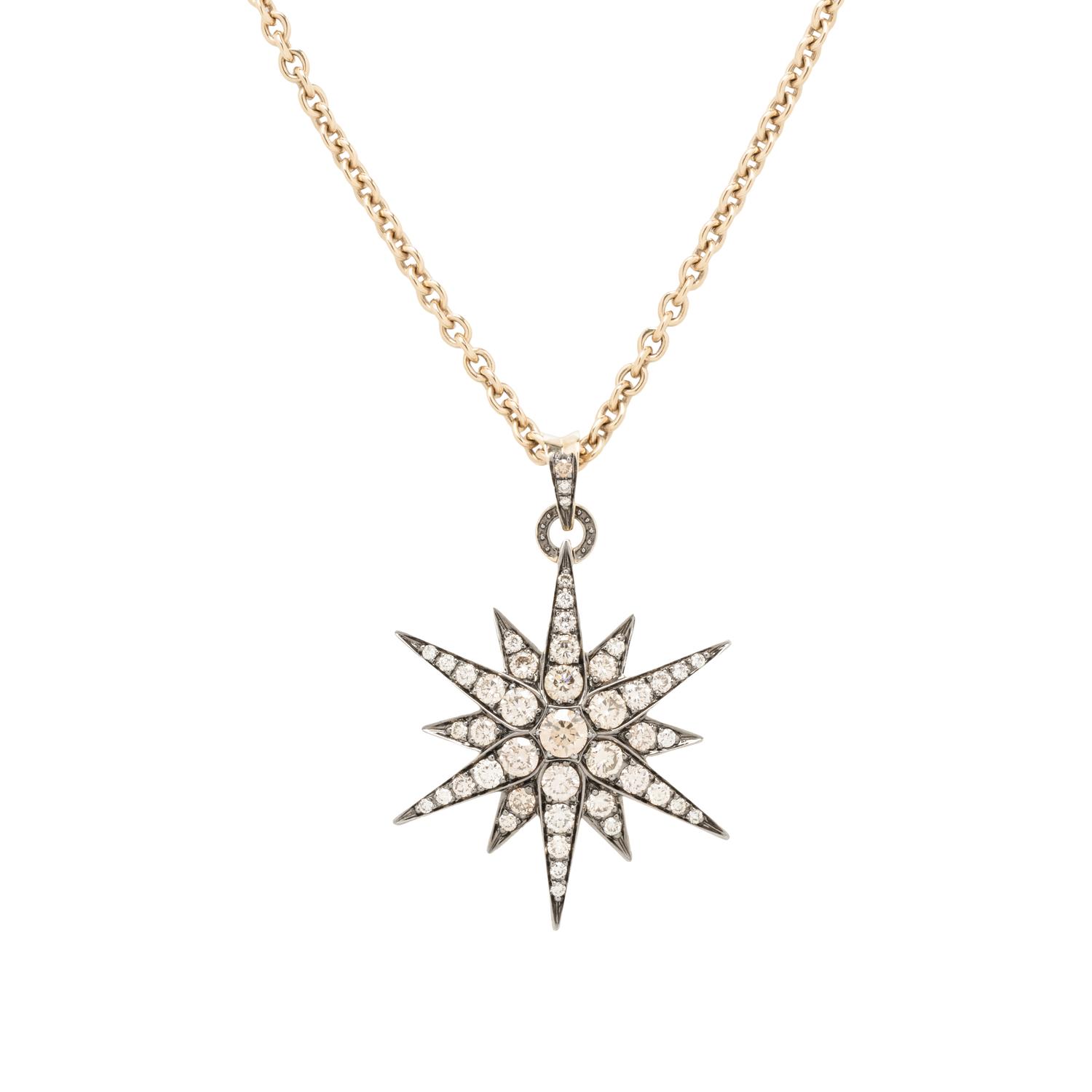SILVER-TOPPED YELLOW GOLD AND DIAMOND PENDANT/NECKLACE