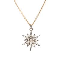 SILVER-TOPPED YELLOW GOLD AND DIAMOND PENDANT/NECKLACE
