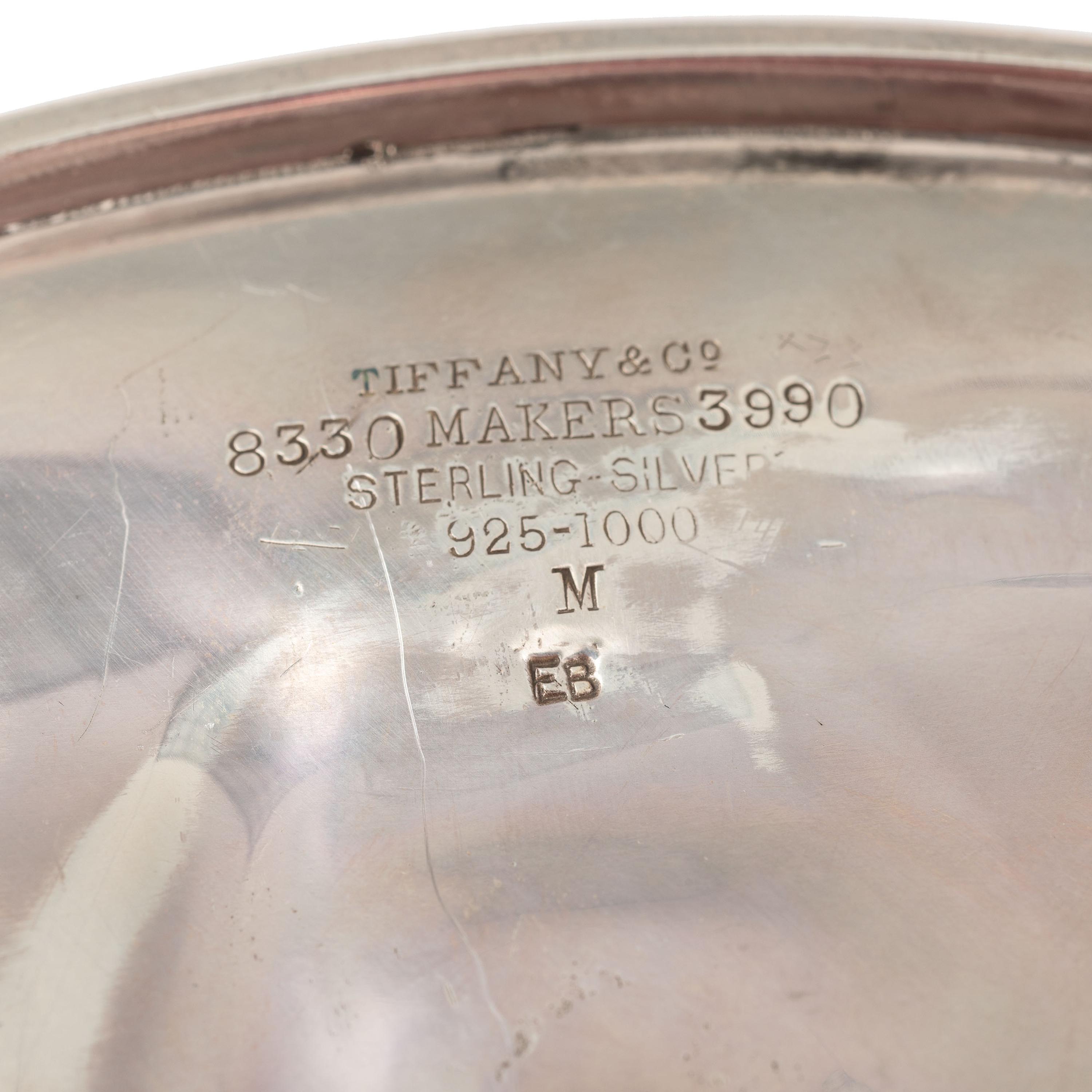 Sterling Silver Tiffany & Co. Bowl, Enhanced by Artist with Inlaid Chrysocolla Cabochons