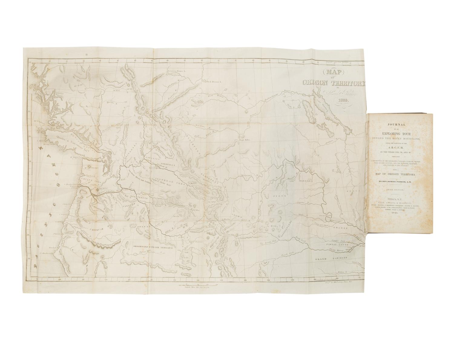 PARKER, Samuel (1779-1866). Journal of an Exploring Tour Beyond the Rocky Mountains, Under the Direction of the A.B.C.F.M. in the Year 1835, ’36, and ’37... Ithaca: Mack, Andrus, & Woodruff, 1842.