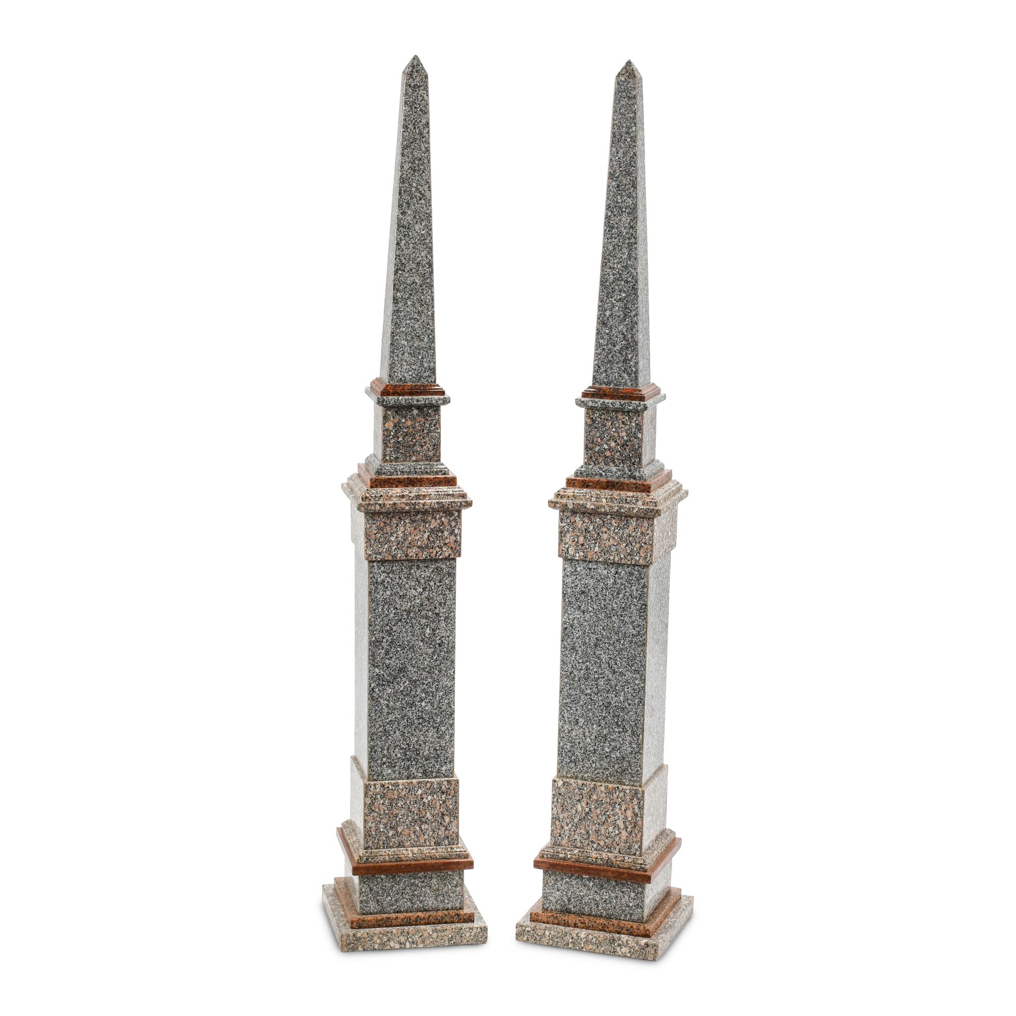 A Pair of Italian Grand Tour Style Granite Obelisks