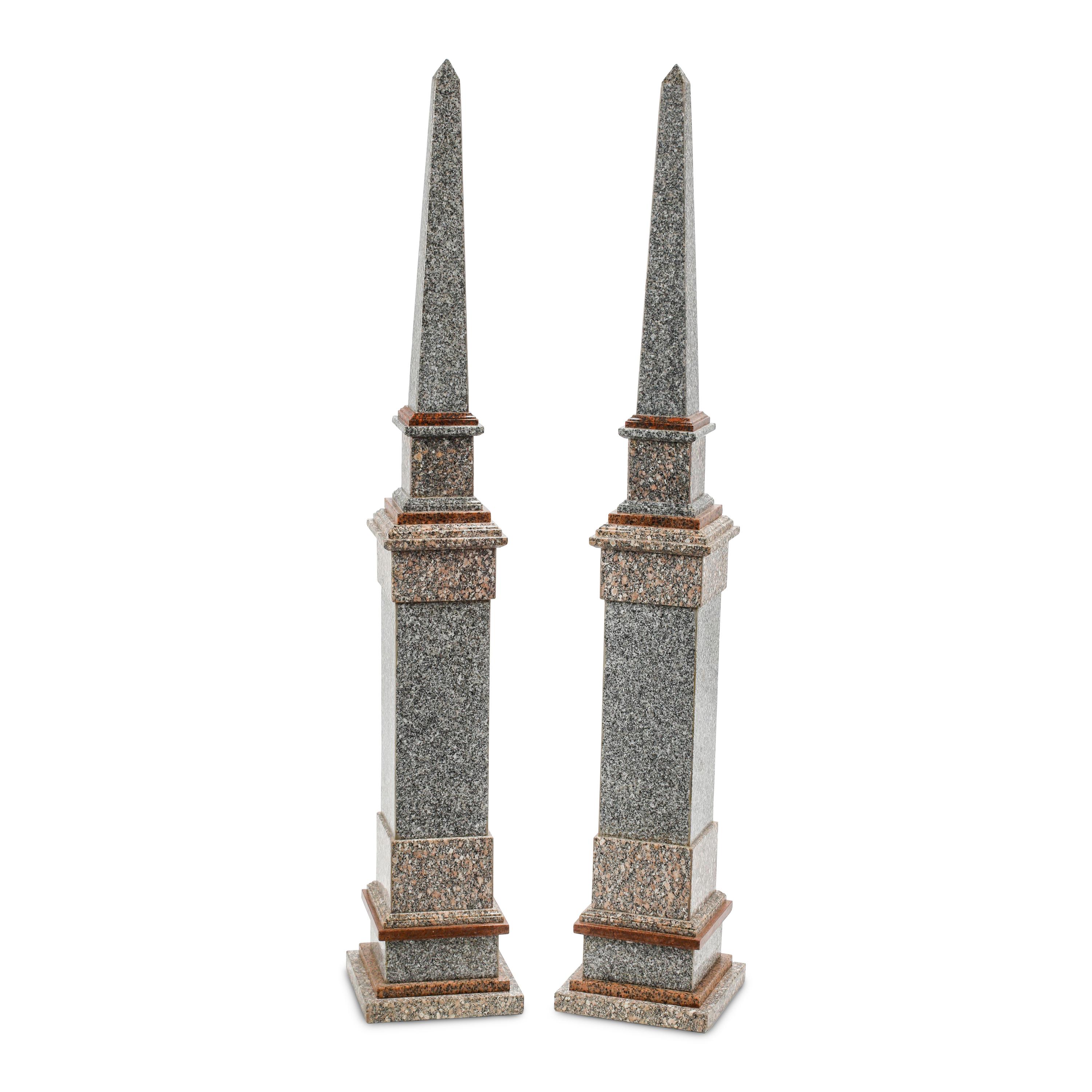 A Pair of Italian Grand Tour Style Granite Obelisks