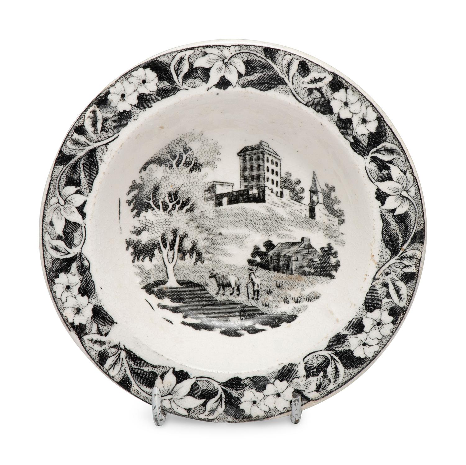 A Set of Staffordshire Black Transfer Decorated Child's Tableware