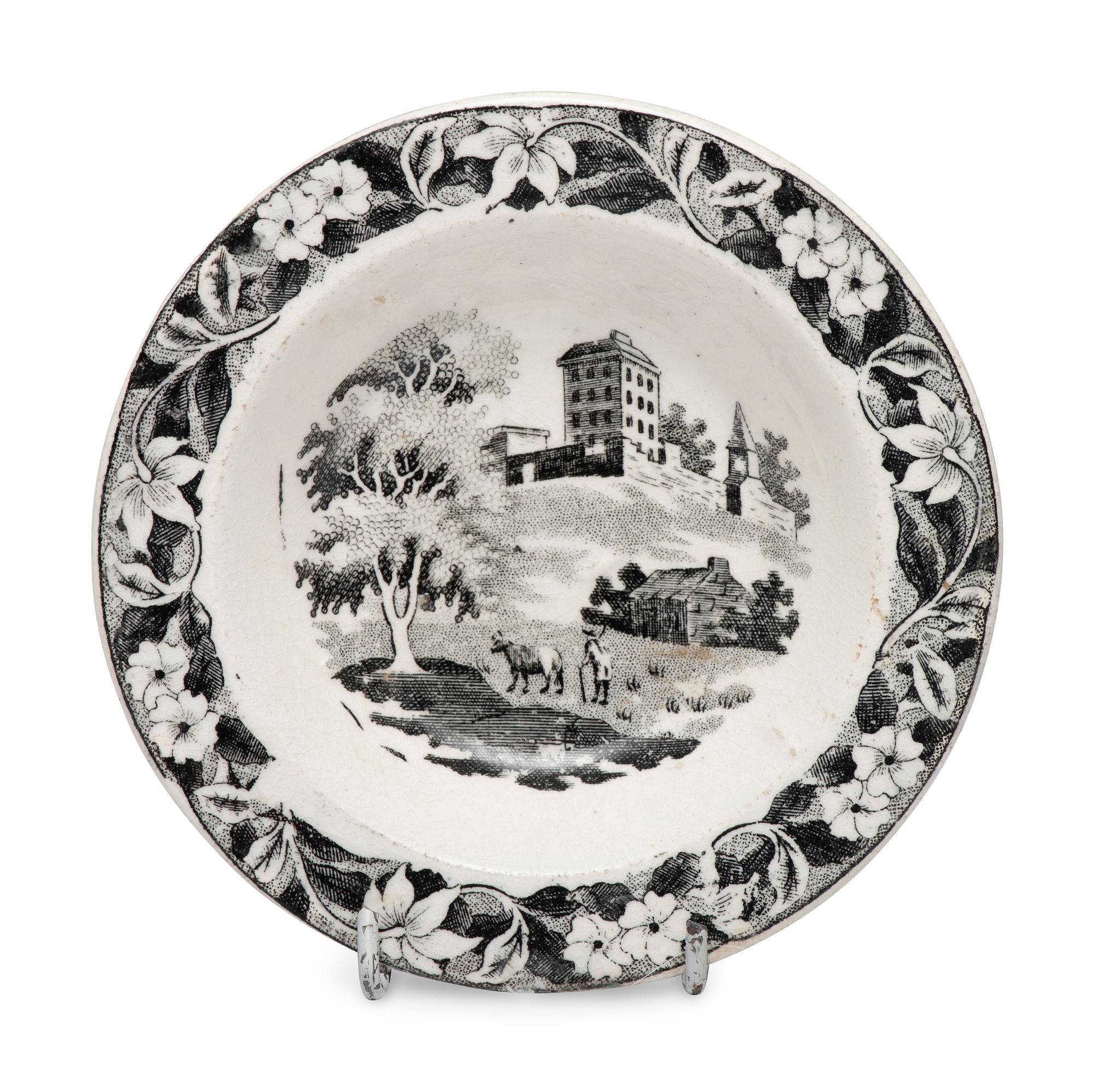 A Set of Staffordshire Black Transfer Decorated Child's Tableware