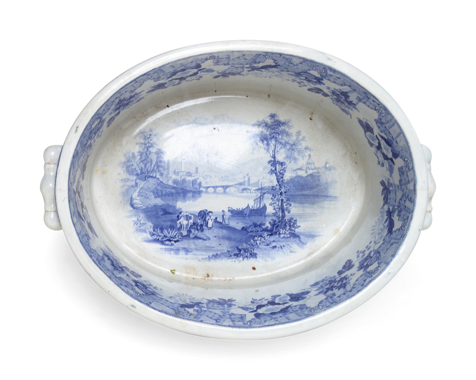 A Transfer-Decorated Ceramic Basin