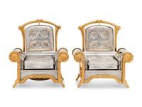 A Pair of Yossi Swed Partial Gilt Silver Armchair Shabbat Candlesticks