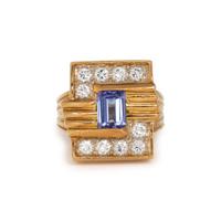 TANZANITE AND DIAMOND RING