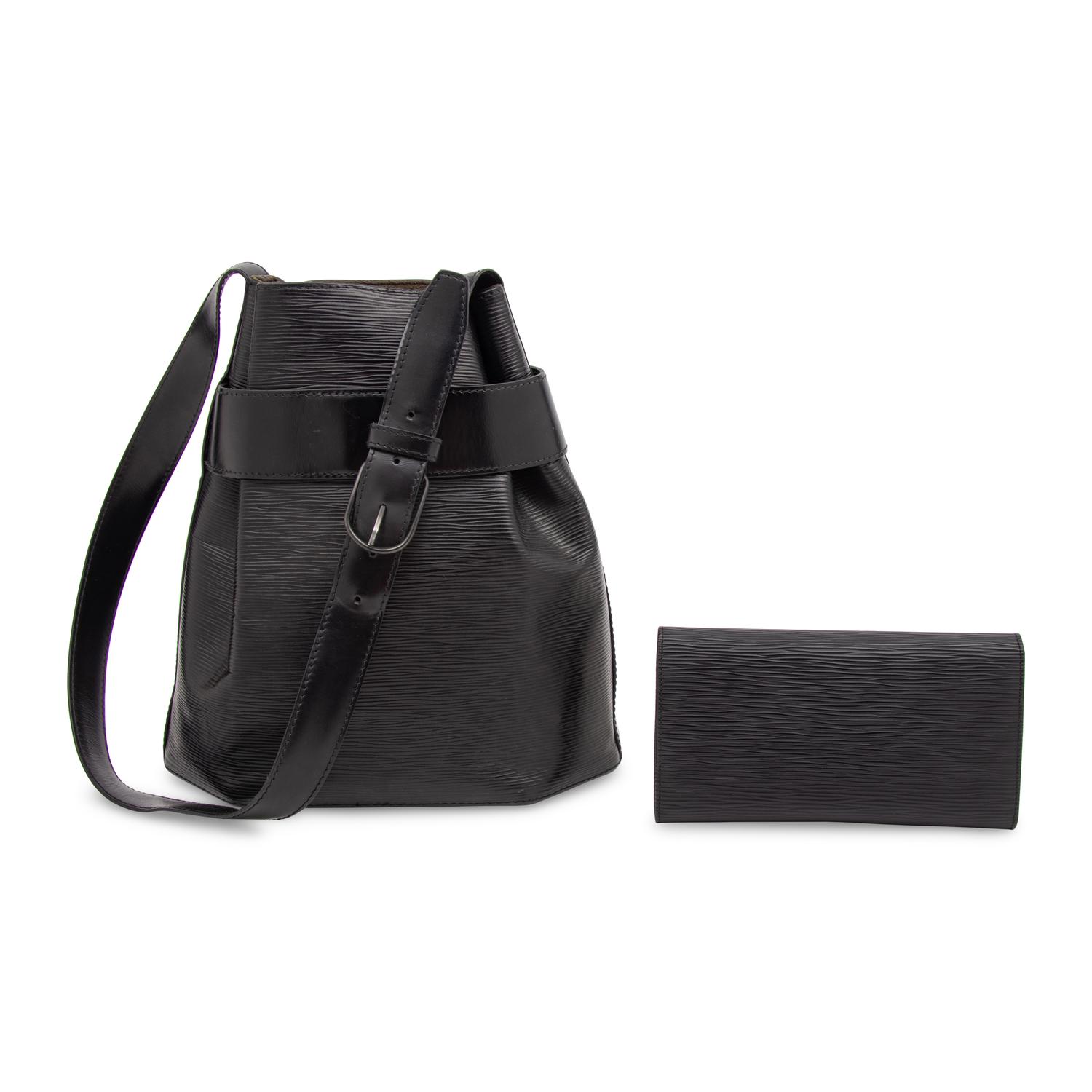 Louis Vuitton, Black Epi Sac d'Epaule & Wallet